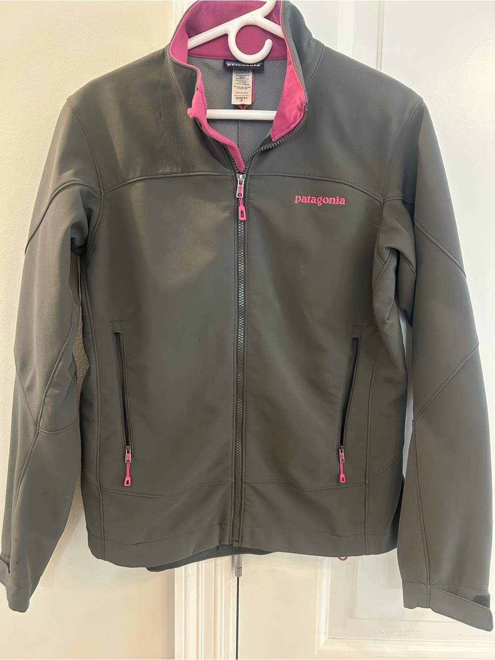 Patagonia Girls' Jacket - Charcoal with Pink Accents